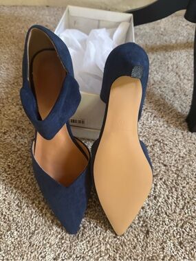 Women's Navy Pointed Toe Flats